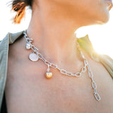 Freshwater Coin Pearl 13mmUP  Chain series〈Chain&Charm〉SV Charm Chain Necklace (marlena-56-310)
