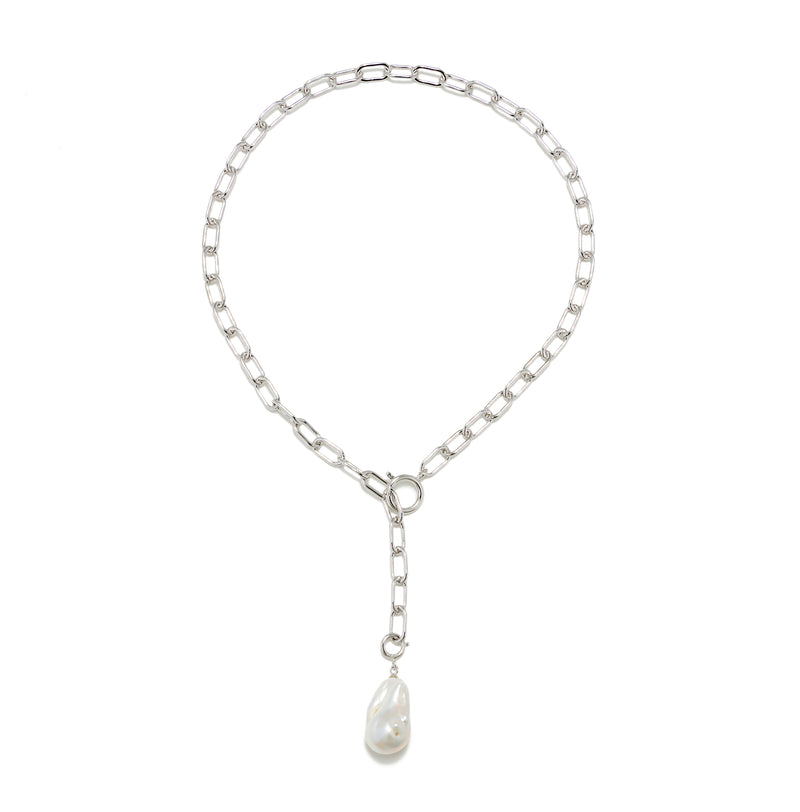 Freshwater Pearl Baroque Mila Necklace 17-20mm/50㎝ Silver (marlena-52-8028)