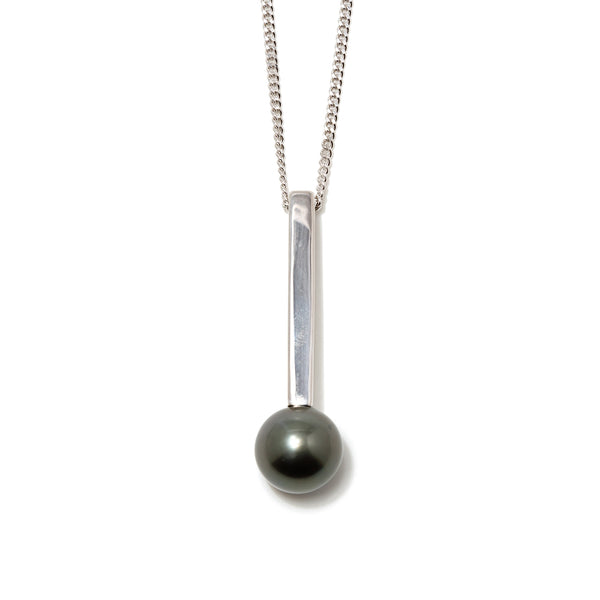Tahitian Black Pearl 11mmUP Rectangle Pendant Silver (marlena-52-8447)
