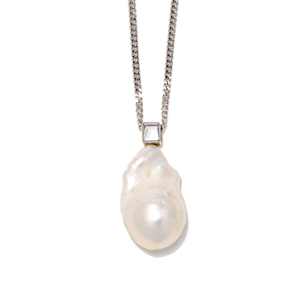 Freshwater Pearl Baroque Pearl 12mmUP Carre Pendant Silver (marlena-52-8594)