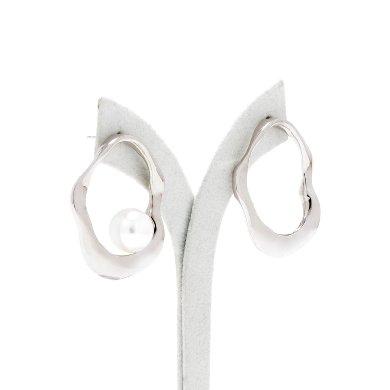 White South Sea Pearl 10mmUP  Marissa Pierce inside Pair (Both Ears)  Silver/K18WG/K10WG (marlena-53-5876)