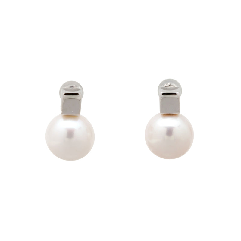【Carre】Freshwater Pearl 10mmUP White Type Round Pearl Earring  Silver/K18WG/K18YG (marlena-carre-fwp-w)