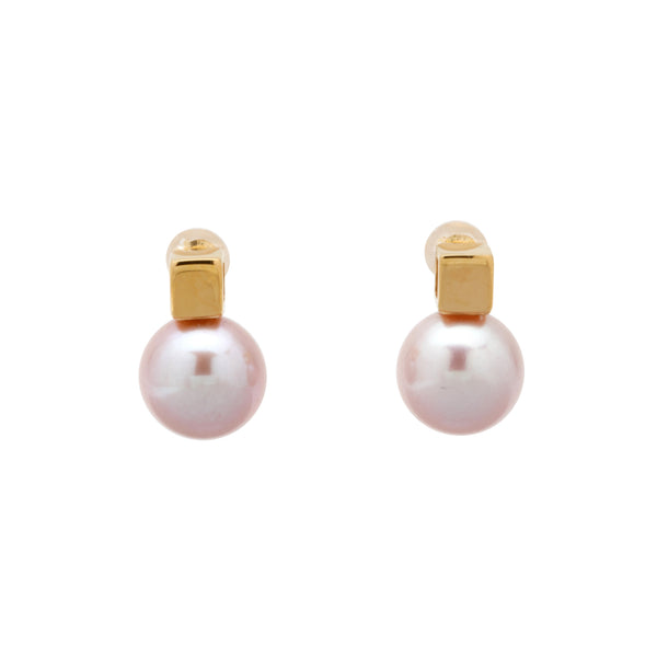 【Carre】Freshwater Pearl 10mmUP Pink Purple Type Round Pearl Earring Silver/K18YG/K18WG (marlena-carre-fwp-p)