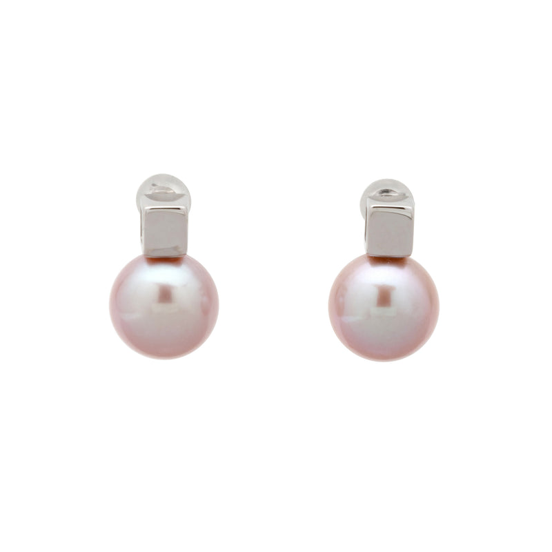 【Carre】Freshwater Pearl 10mmUP Pink Purple Type Round Pearl Earring Silver/K18YG/K18WG (marlena-carre-fwp-p)