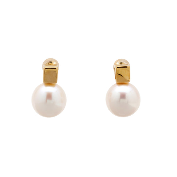 【Carre】Freshwater Pearl 10mmUP White Type Round Pearl Earring  Silver/K18WG/K18YG (marlena-carre-fwp-w)