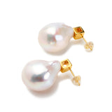 【Carre】Freshwater Pearl 14mmUP Baroque Pearl Carre Earring K18YG (marlena-53-6351)