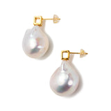 【Carre】Freshwater Pearl 14mmUP Baroque Pearl Carre Earring K18YG (marlena-53-6351)