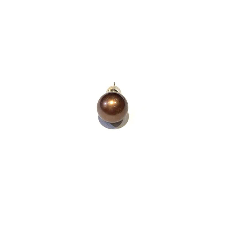 【MARLENA]】Stud Pearl Earrings Single (one ear) Chocolate South Sea Black Pearl 11mmUP K18/K14WG (marlena-53-6840)