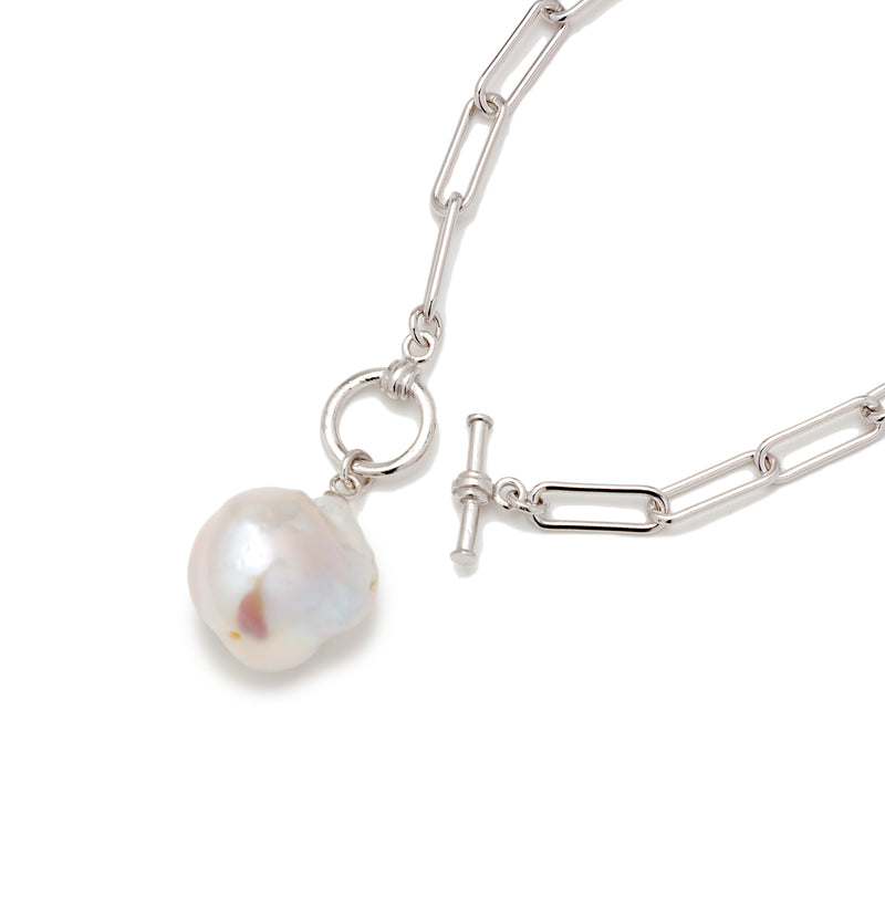 Freshwater Pearl Baroque Chain Bracelet 12mmUP/17cm/ 19cm Silver　（marlena-55-762）