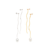White South Sea Pearl 9mm Wave Chain Earring (Pair)  Silver/K10orK10WG(marlena-wavechain-ssp)