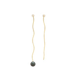 Tahitian Black Pearl 9mm Wave Chain Earring (Pair) Silver/K10orK10WG(marlena-wavechain-tahichi)
